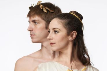 Gavin McNally and Amelia Larkin as Octavius Caesar and Octavia in Columbus Dance Theatre's "Cleopatra". Photo by Wes Kroninger.