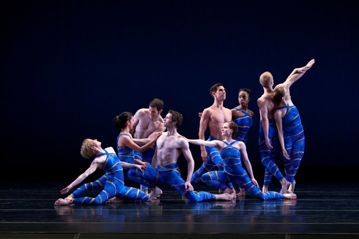 Members of the Paul Taylor Dance Company in "Mercuric Tidings," which the ensemble performed Saturday in a concert presented by DanceCleveland. (Paul B. Goode)