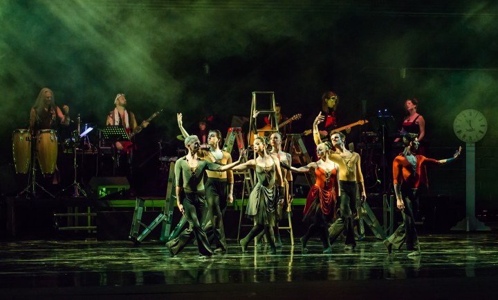 Dancers of Verb Ballets and members of the musical group Shadowbox Live in "The Masque: The Stories of Edgar Allan Poe," which had its world premiere Friday night at the Breen Center for the Performing Arts in Cleveland. (Elisha Cerino)