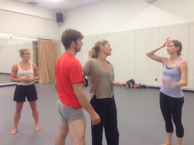 Choreographer Kate Weare (center) in rehearsal with GroundWorks DanceTheater dancers on 