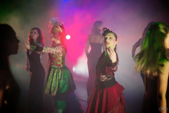 (center) Anna Trumbo and Theresa Holland in Robert Wesner's "Count …The Legend of Dracula ."